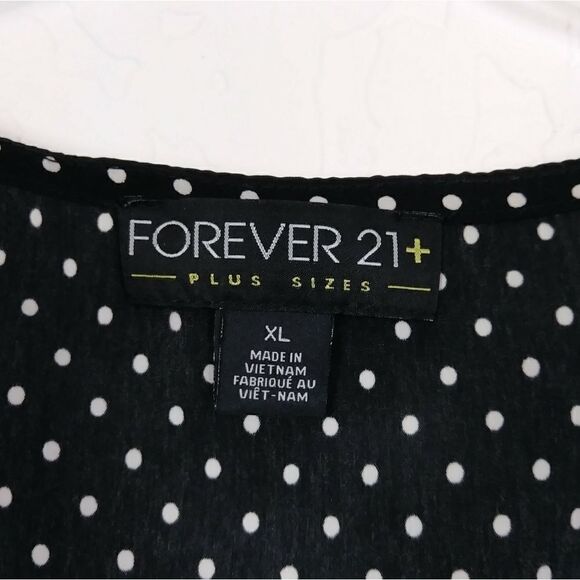 Forever 21 Plus Black & White Polka Dot Bow Dress - Picture 4 of 5
